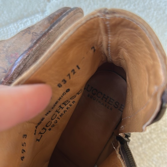 Lucchese Catalina brown floral distressed booties size 7.5 B - Picture 11 of 12